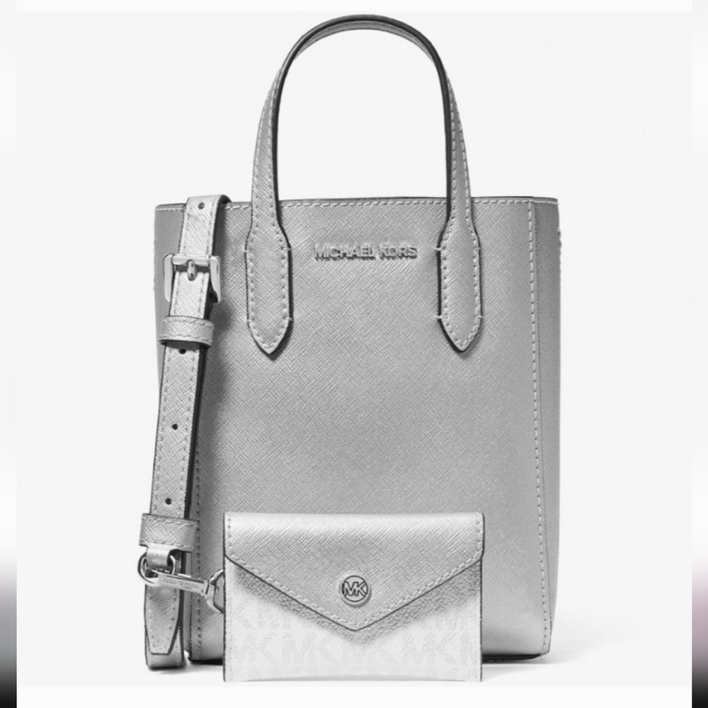 Michael Kors Silver Bag/Crossbody & Wallet Set NWT